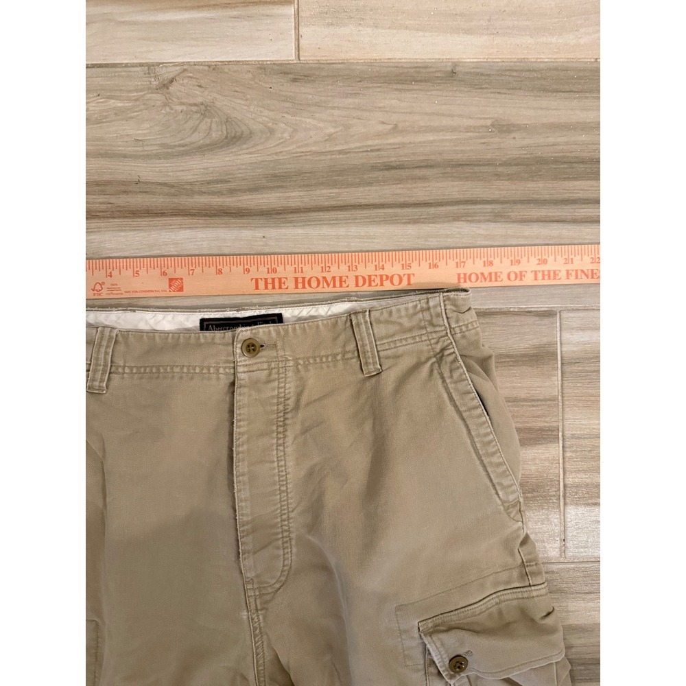Vintage Abercrombie & Fitch Mens Khaki Cargo Pants 34R Relaxed Cotton Tan - Picture 5 of 6